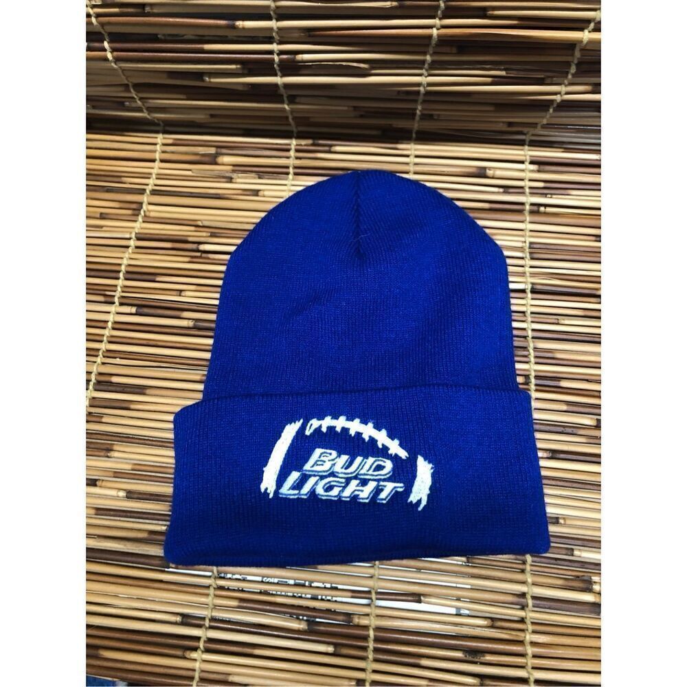 Bud Light Stocking Hat Blue and White One Size Football
